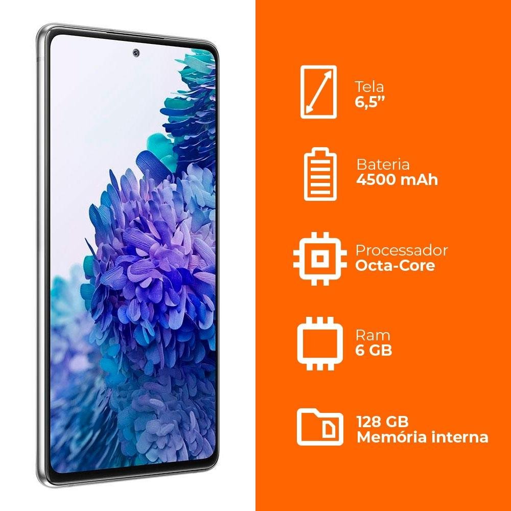 Smartphone Samsung Galaxy S20 FE, 5G, 128GB, 6GB RAM, Octa Core, Câmera Tripla 32MP, Tela Infinita de 6.5, Branco - SM-G781BZWRZTO Smartphone Samsung Galaxy S20 FE, 5G, 128GB, 6GB RAM, Octa Core, Câmera Tripla 32MP, Tela Infinita de 6.5, Branco - SM-G781BZWRZTO