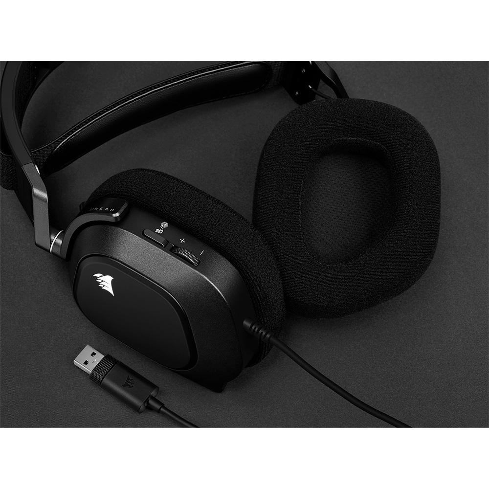 Headset Gamer CORSAIR HS80 RGB USB Carbono |KaBuM!
