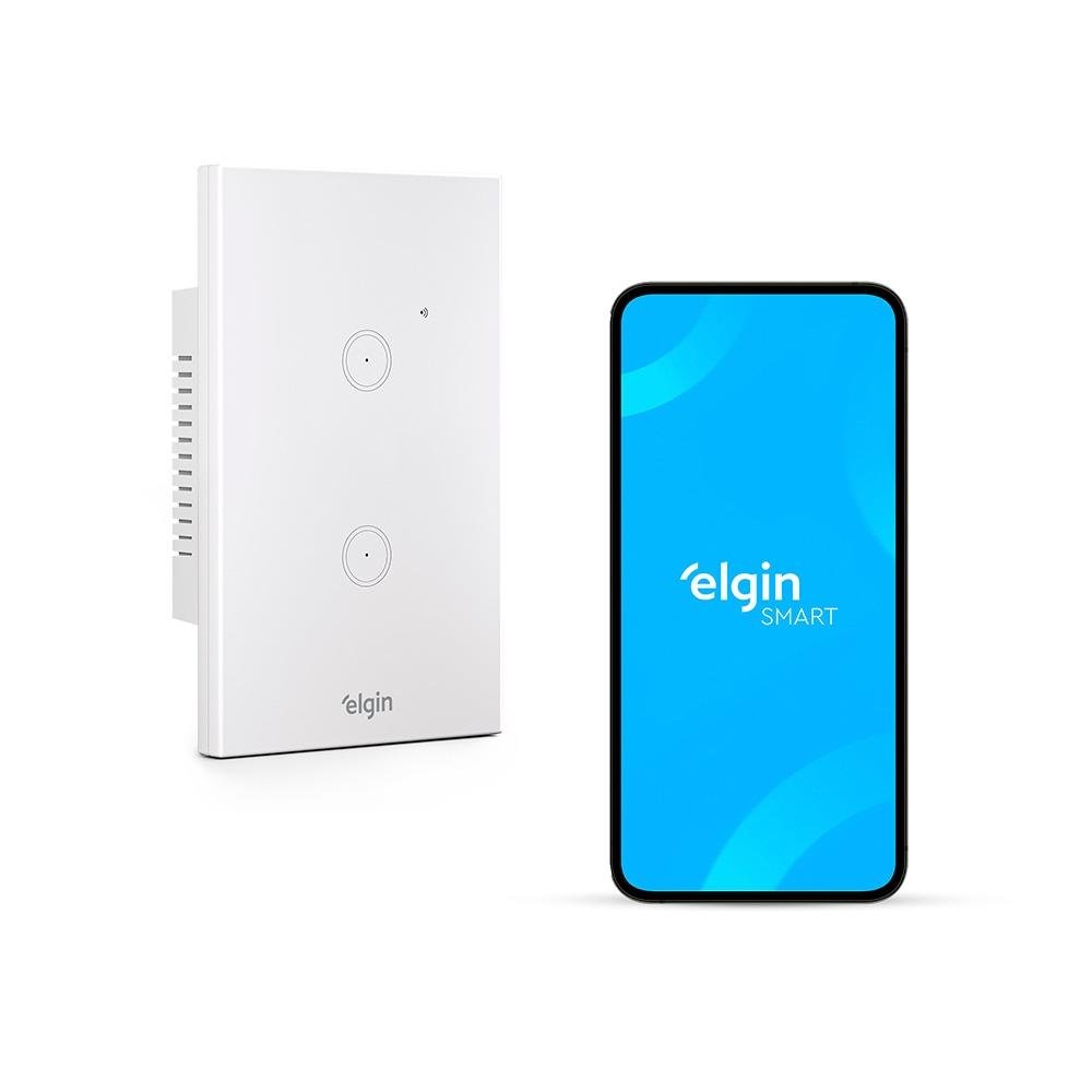 Interruptor Smart Elgin, Wifi, Comando de Voz, 2 Botões Touch, Bivolt, Branco - 48INTWIFI200
