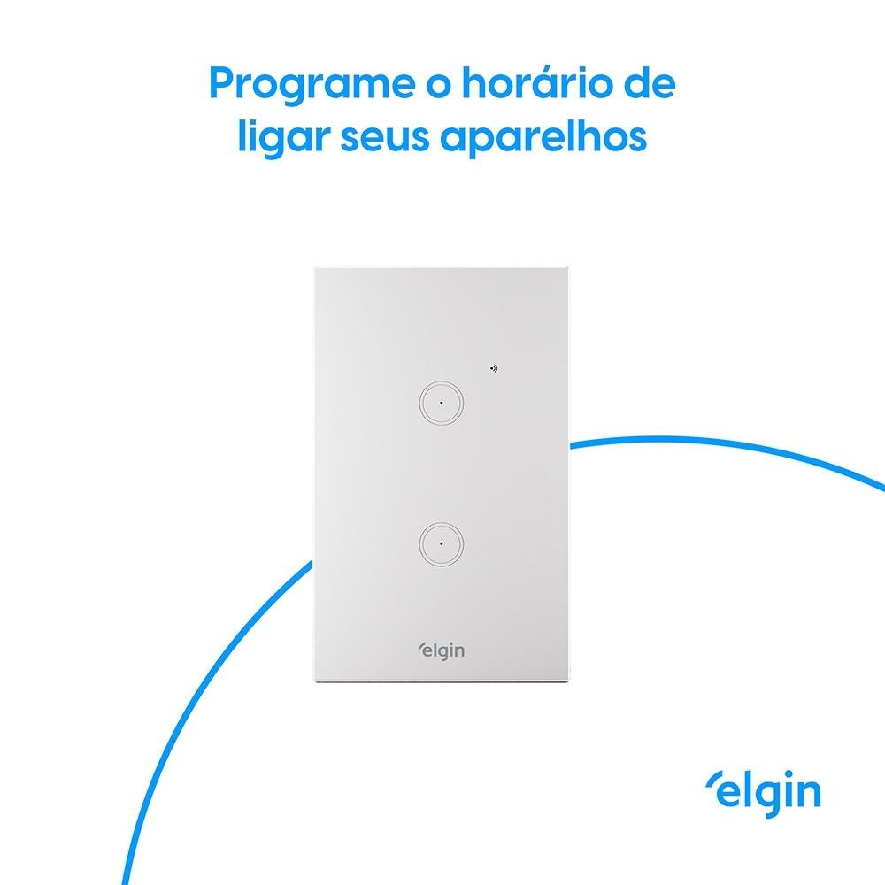 Interruptor Smart Elgin, Wifi, Comando de Voz, 2 Botões Touch, Bivolt, Branco - 48INTWIFI200