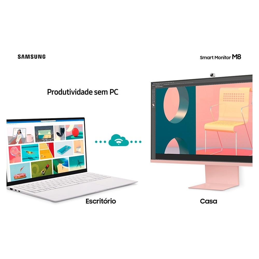 Monitor Smart Samsung M8 32" IPS 4K UHD, HDR 10, HDMI e USB-C, Tizen, WebCam, Bluetooth, WiFi, AirPlay 2, VESA, Rosa - LS32BM80PULXZD Monitor Smart Samsung M8 32" IPS 4K UHD, HDR 10, HDMI e USB-C, Tizen, WebCam, Bluetooth, WiFi, AirPlay 2, VESA, Rosa - LS32BM80PULXZD