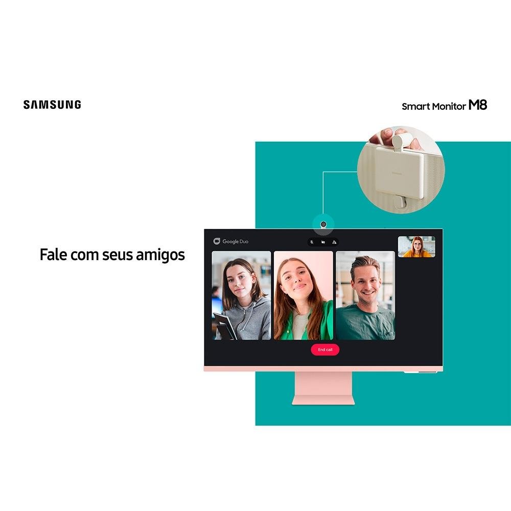 Monitor Smart Samsung M8 32" IPS 4K UHD, HDR 10, HDMI e USB-C, Tizen, WebCam, Bluetooth, WiFi, AirPlay 2, VESA, Rosa - LS32BM80PULXZD Monitor Smart Samsung M8 32" IPS 4K UHD, HDR 10, HDMI e USB-C, Tizen, WebCam, Bluetooth, WiFi, AirPlay 2, VESA, Rosa - LS32BM80PULXZD
