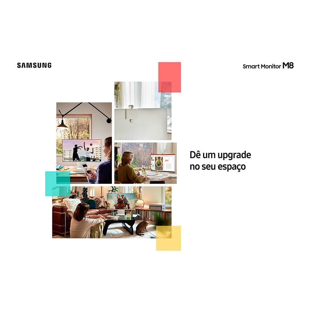 Monitor Smart Samsung M8 32" IPS 4K UHD, HDR 10, HDMI e USB-C, Tizen, WebCam, Bluetooth, WiFi, AirPlay 2, VESA, Rosa - LS32BM80PULXZD Monitor Smart Samsung M8 32" IPS 4K UHD, HDR 10, HDMI e USB-C, Tizen, WebCam, Bluetooth, WiFi, AirPlay 2, VESA, Rosa - LS32BM80PULXZD