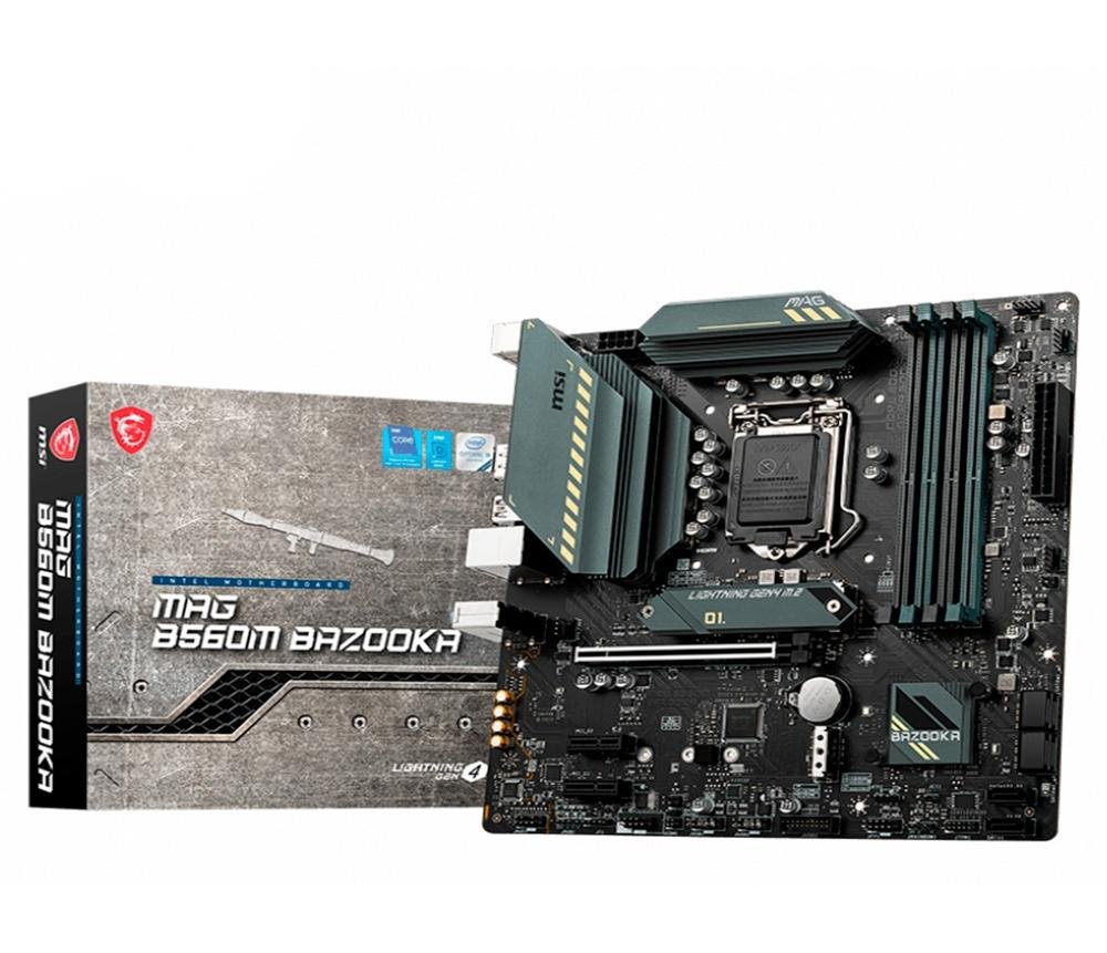 Placa-Mãe MSI Bazooka, Intel LGA 1200, mATX, DDR4, Preto - MAG B560M BAZOOKA Placa-Mãe MSI Bazooka, Intel LGA 1200, mATX, DDR4, Preto - MAG B560M BAZOOKA