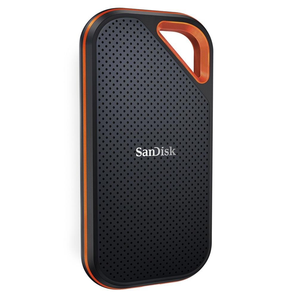 SSD Externo Portátil SanDisk Extreme PRO V2, 1TB, USB 3.1, Leitura: 2.000 MB/s, Gravação: 2.000 MB/s, Preto e Laranja - SDSSDE81-1T00-G25