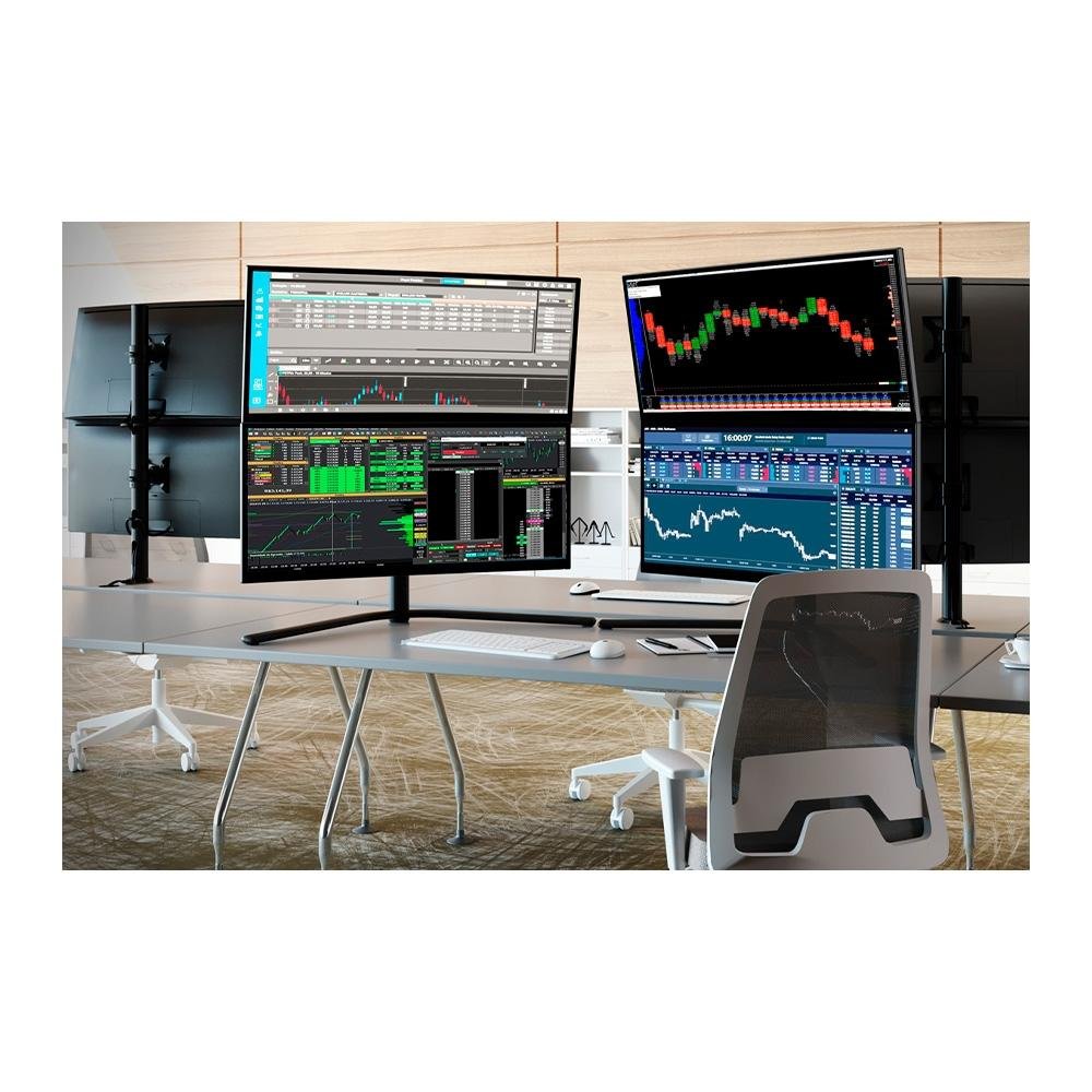 Suporte Vertical para 2 Monitores Até 28 Octoo Clipway 2W, Fixo ou Móvel, Preto - 9031