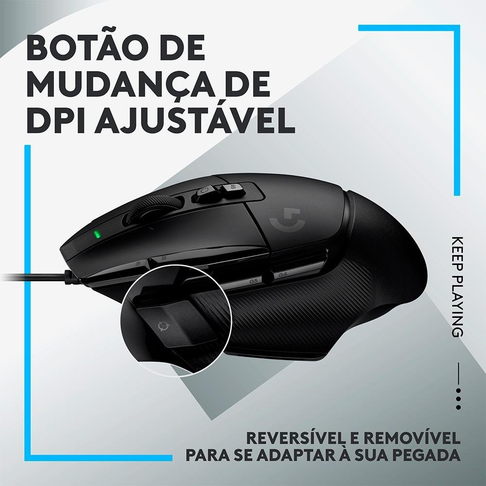 Mouse Gamer Logitech G502 X, RGB, 25600 DPI, 13 Botões, Switch Híbrido, Preto - 910-006137