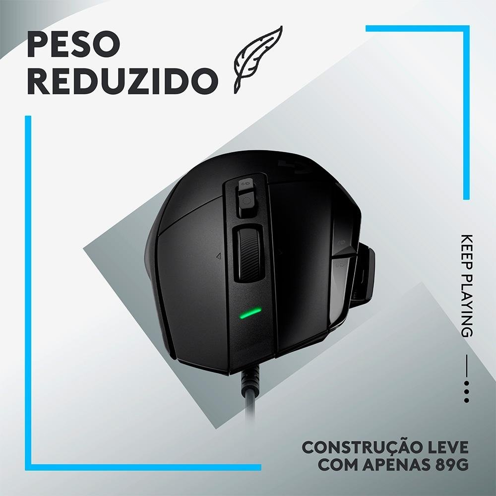Mouse Gamer Logitech G502 X, RGB, 25600 DPI, 13 Botões, Switch Híbrido, Preto - 910-006137