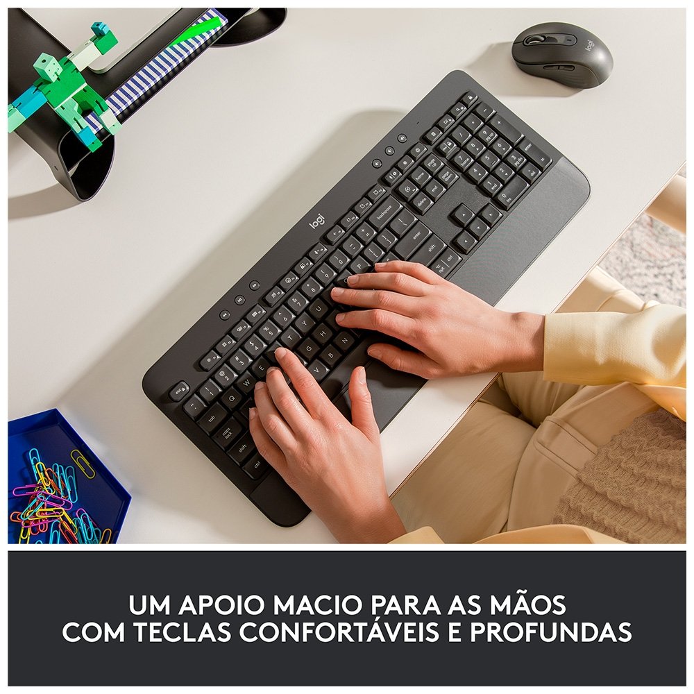 Teclado Sem Fio Logitech Signature K650, Bluetooth, USB, Com Apoio para as Mãos, US, Branco - 920-010965