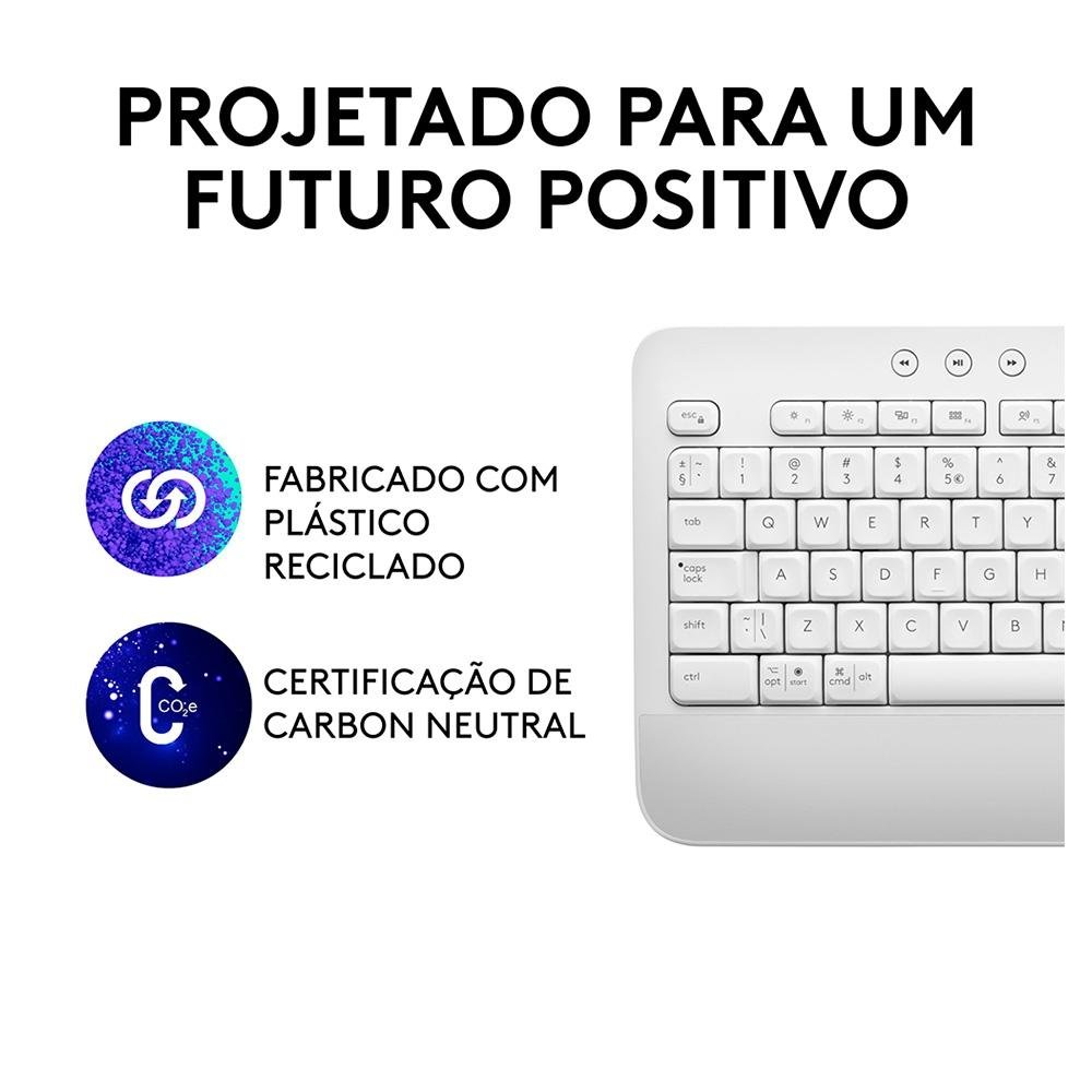 Teclado Sem Fio Logitech Signature K650, Bluetooth, USB, Com Apoio para as Mãos, US, Branco - 920-010965