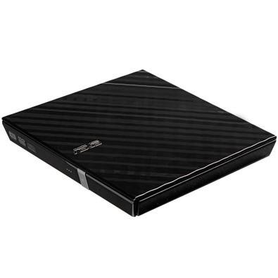 Drive ASUS Gravador Externo CD/DVD, Leitor CD/DVD, Stylish Diamond, Windows e MAC, USB, Preto - SDRW-08D2S-U/BLK/G/AS