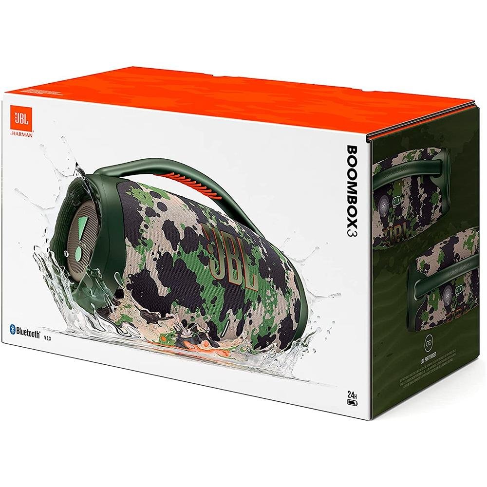 Caixa de Som Portátil JBL Boombox 3, Bluetooth, 80W RMS,P2, À prova d'água, Camuflada - JBLBOOMBOX3SQUADBR Caixa de Som Portátil JBL Boombox 3, Bluetooth, 80W RMS,P2, À prova d'água, Camuflada - JBLBOOMBOX3SQUADBR