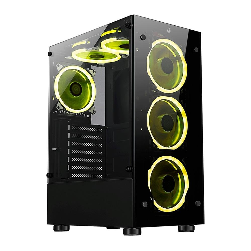 Gabinete Gamer Rise Mode Glass 06x, Mid Tower, ARGB, ATX, Lateral e Frente em Vidro, 6x Fans, Preto - RM-CA-06XB-ARGB