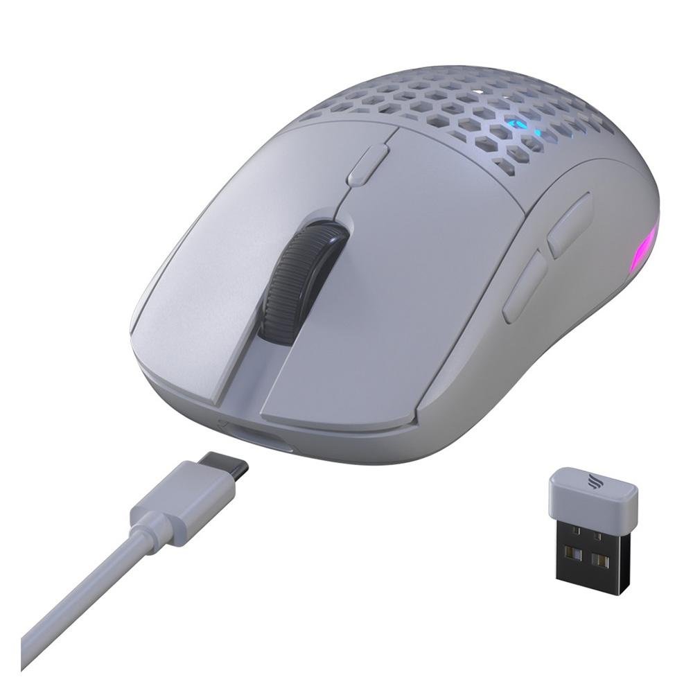 Mouse Sem Fio Gamer Fallen Pantera PRO Wireless, 26000 DPI, RGB, 68,70g, Branco - MO-FN-PA-PRO-WL-BR
