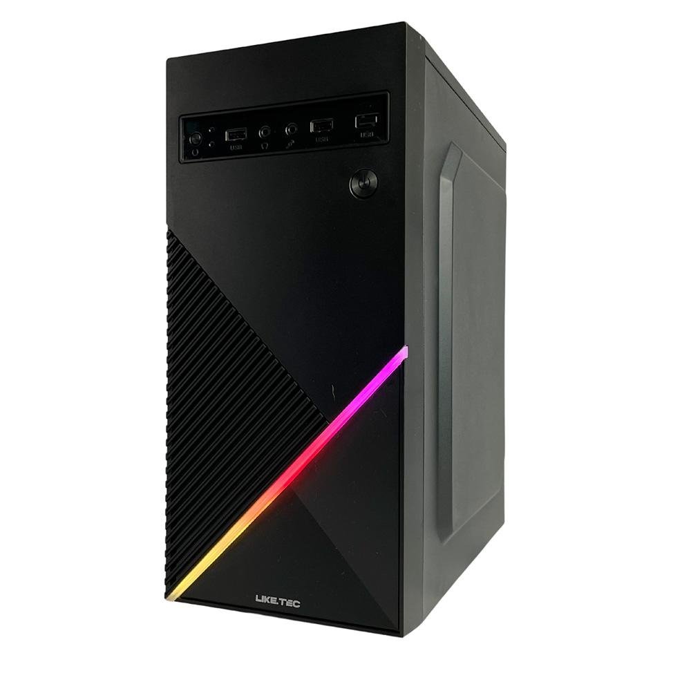 Gabinete Gamer Liketec Basic One V2, Mid Tower, RGB, LED, ATX, Lateral em Acrílico, Sem FANs, Preto - LC-MT-ONEV2-2057