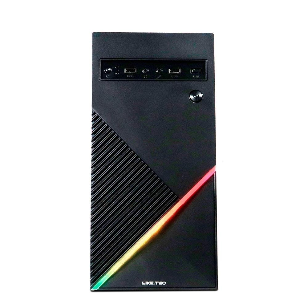 Gabinete Gamer Liketec Basic One V2, Mid Tower, RGB, LED, ATX, Lateral em Acrílico, Sem FANs, Preto - LC-MT-ONEV2-2057