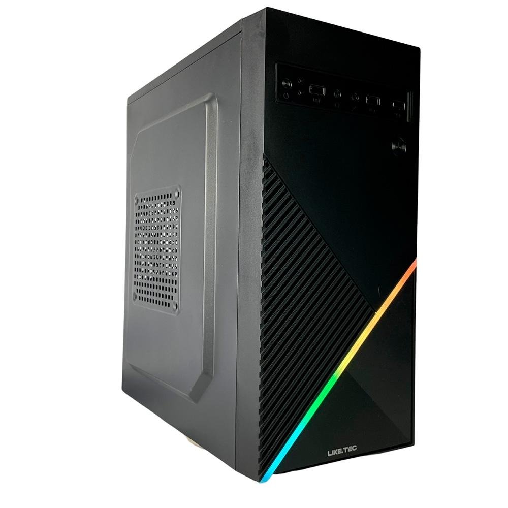 Gabinete Gamer Liketec Basic One V2, Mid Tower, RGB, LED, ATX, Lateral em Acrílico, Sem FANs, Preto - LC-MT-ONEV2-2057