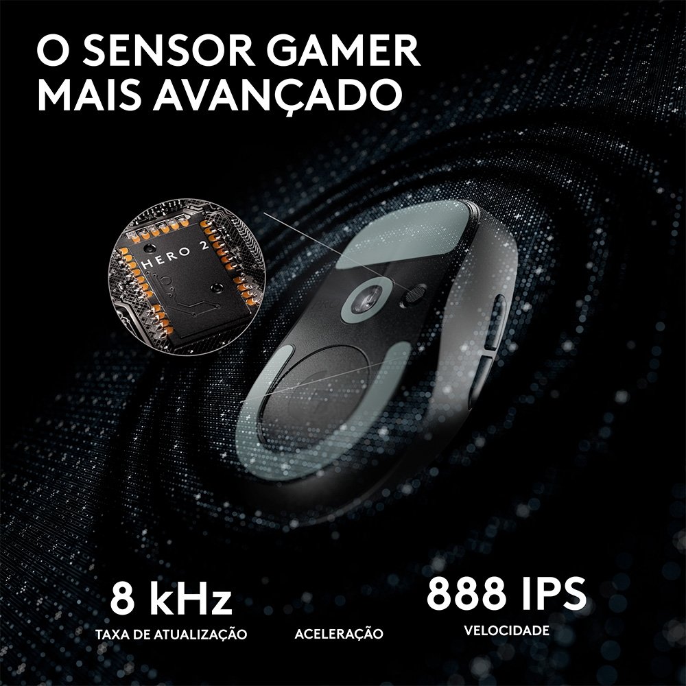 Mouse Gamer Sem Fio Logitech G Pro X Superlight 2 com Lightspeed, 32000 DPI, Sensor Hero 2, com Bateria Recarregável, Preto - 910-006629 Mouse Gamer Sem Fio Logitech G Pro X Superlight 2 com Lightspeed, 32000 DPI, Sensor Hero 2, com Bateria Recarregável, Preto - 910-006629