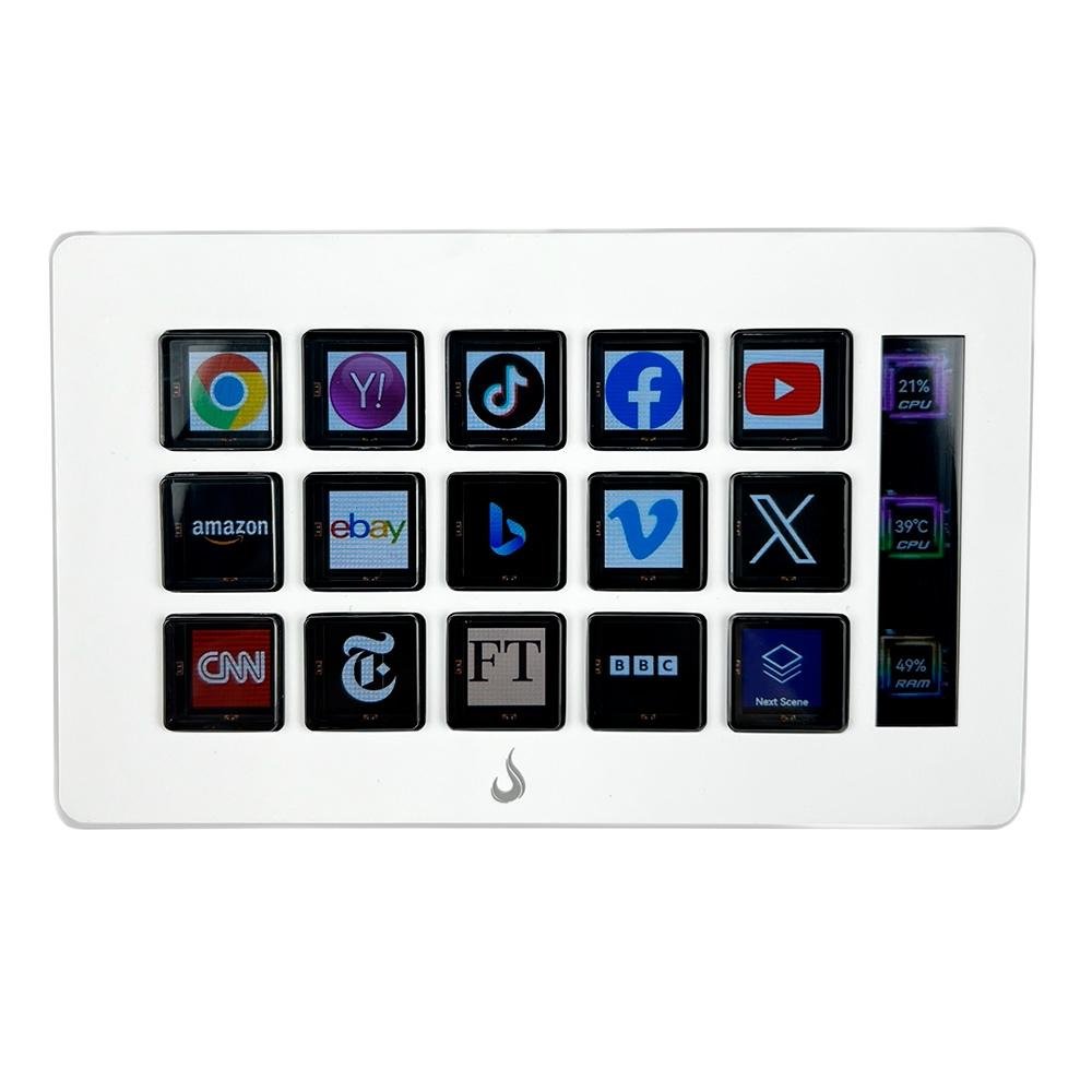 Mesa Controladora de Stream Rise Mode Vision 01, 15 Teclas LCD, Atalhos Personalizáveis, Branco - RM-MC-01-W