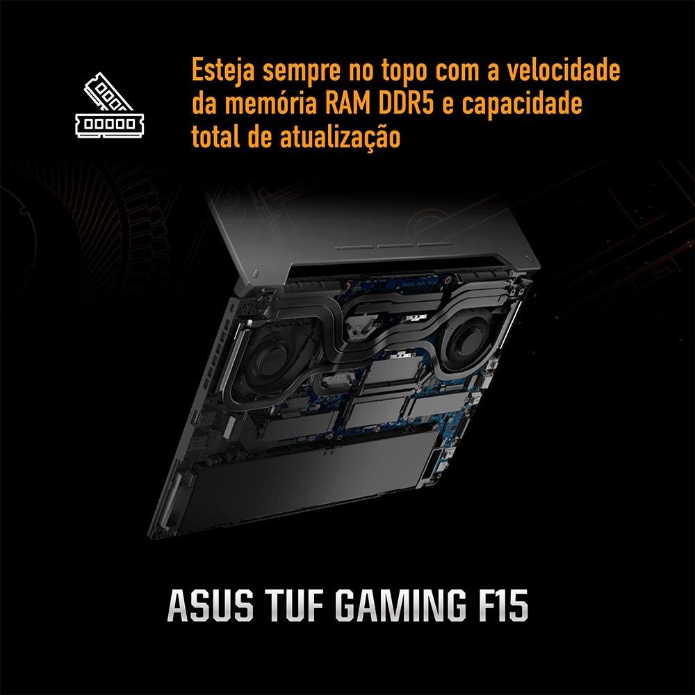 Notebook Gamer ASUS TUF Gaming F15 FX507VU, Intel Core i7-13620H, RTX 4050, 16GB RAM, SSD 512GB, 15,6", Win 11H, Mecha Gray - FX507VU-LP177W Notebook Gamer ASUS TUF Gaming F15 FX507VU, Intel Core i7-13620H, RTX 4050, 16GB RAM, SSD 512GB, 15,6", Win 11H, Mecha Gray - FX507VU-LP177W