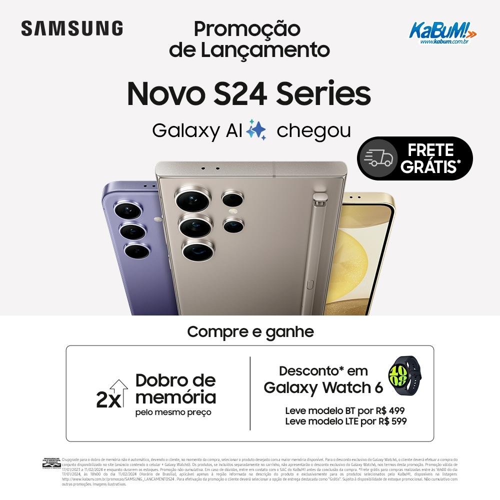 Kit Samsung Galaxy S24 Ultra + Watch6 BT | KaBuM!
