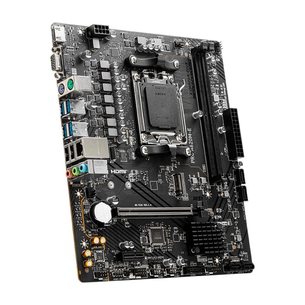 Placa-Mãe MSI Pro A620M-E, AMD AM5, M-ATX, DDR5, Preto - PRO A620M-E Placa-Mãe MSI Pro A620M-E, AMD AM5, M-ATX, DDR5, Preto - PRO A620M-E
