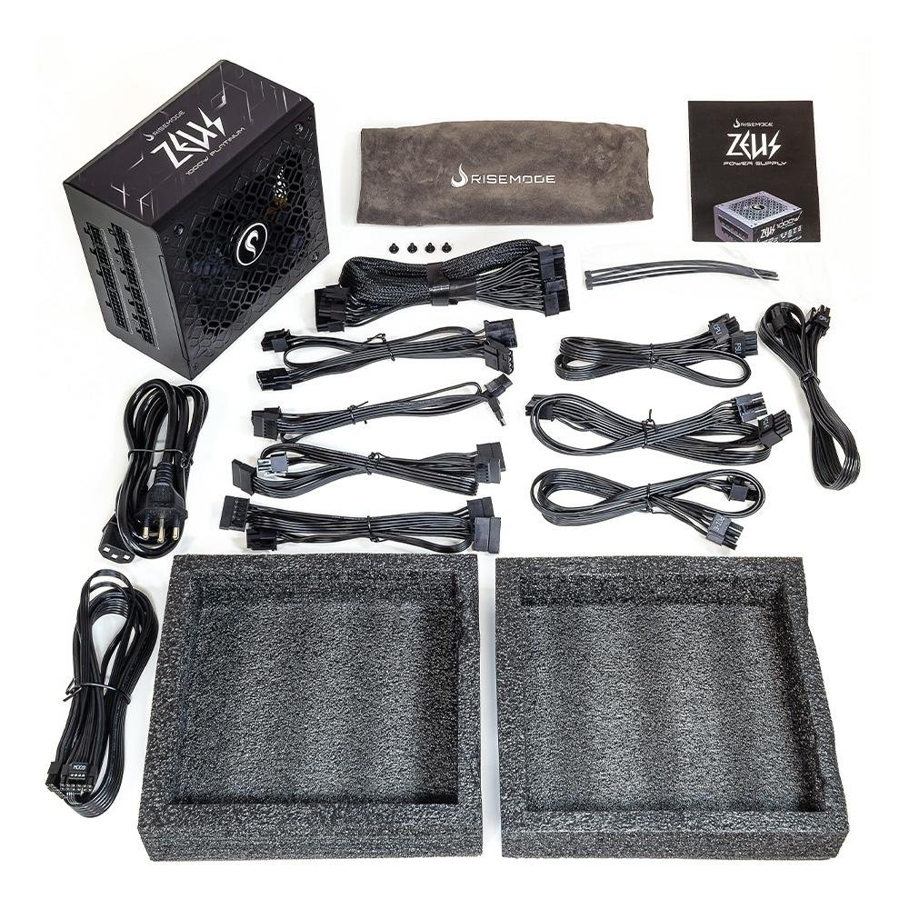 Fonte Gamer Rise Mode Zeus, 1000W, 80 Plus Platinum, Modular, PFC Ativo, Preto - RM-PSU-01-PA-1000
