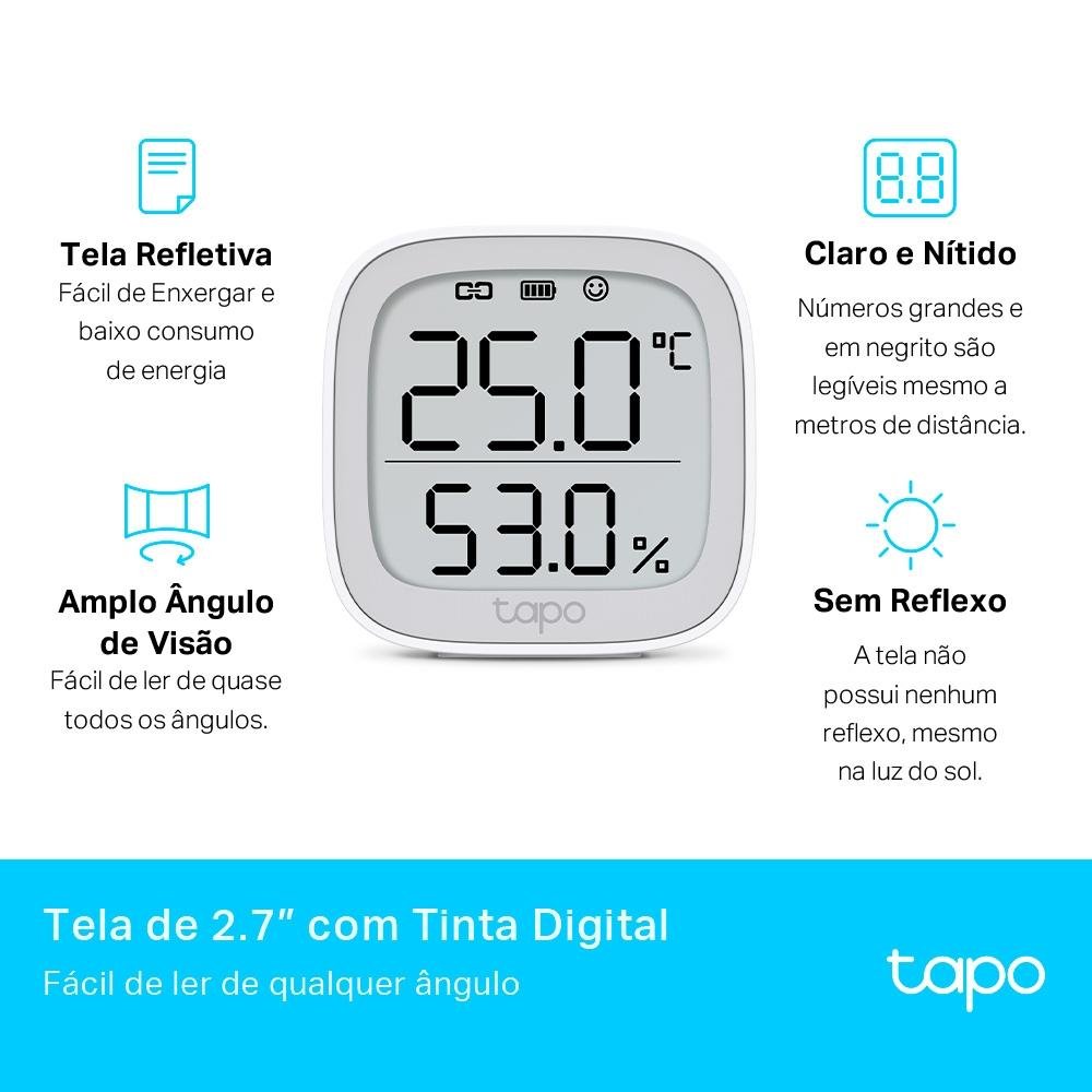 Sensor De Temperatura e Umidade Smart TP-Link, Display Integrado, Branco - Tapo T315(EU) Sensor De Temperatura e Umidade Smart TP-Link, Display Integrado, Branco - Tapo T315(EU)