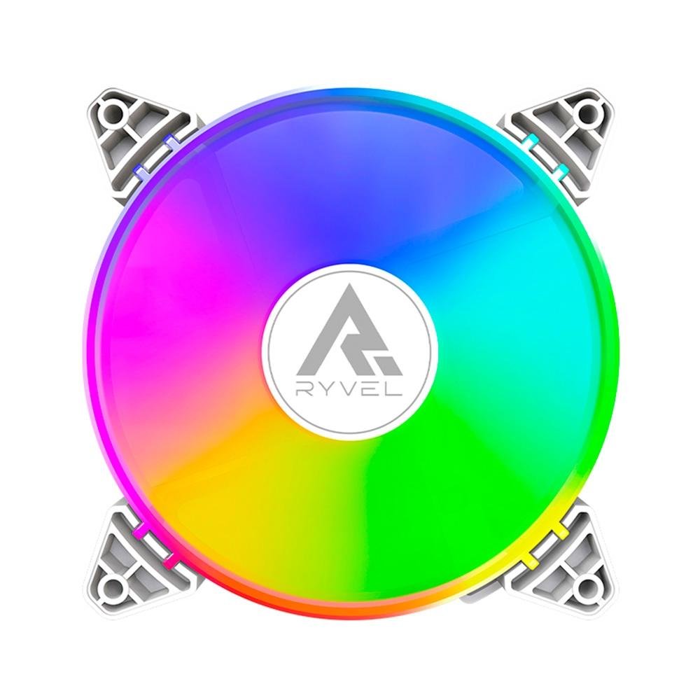 Kit Com 3 Ventoinhas Ryvel Snowy, 3x 120mm, Led ARGB, Branco - RY-FN-SW-WT