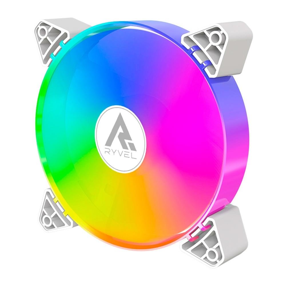 Kit Com 3 Ventoinhas Ryvel Snowy, 3x 120mm, Led ARGB, Branco - RY-FN-SW-WT