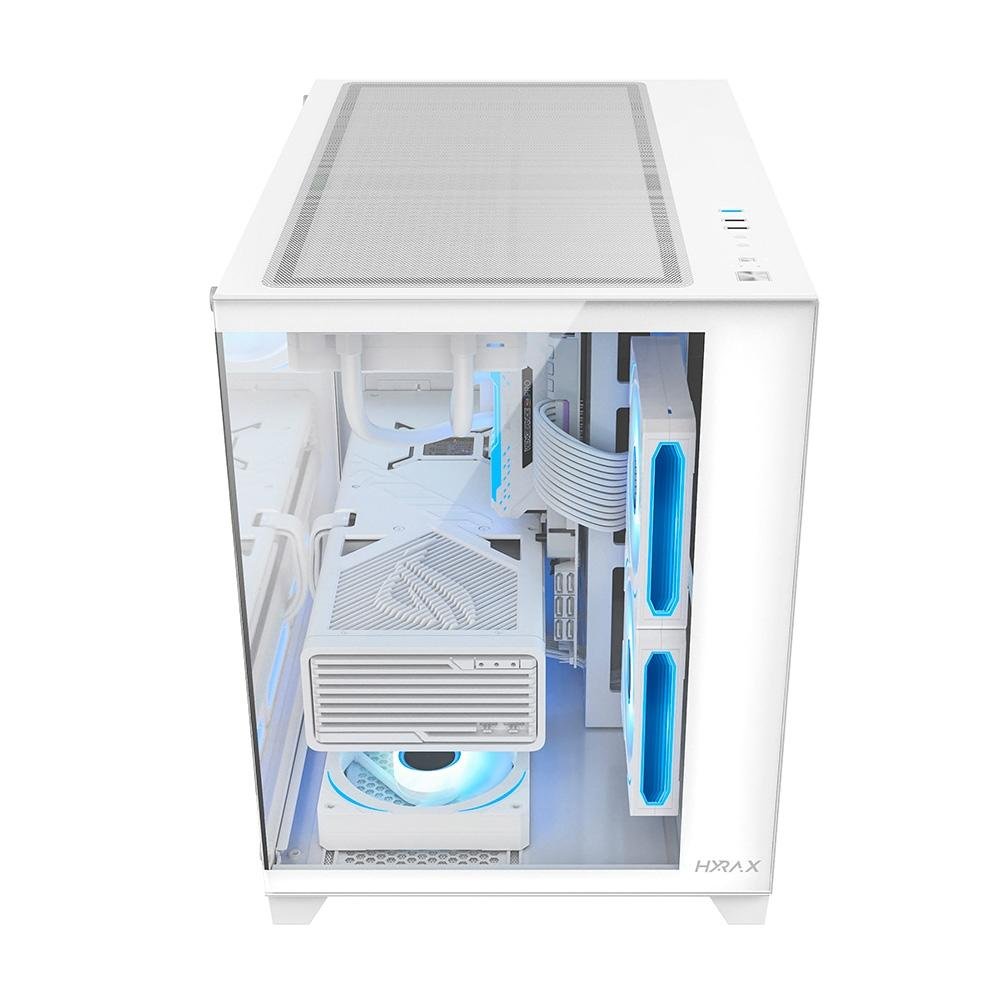 Gabinete Gamer Hyrax HGB730, Mini Tower, M-ATX, Frontal e Lateral em Vidro Temperado, Sem FANs, Branco - HGB730W Gabinete Gamer Hyrax HGB730, Mini Tower, M-ATX, Frontal e Lateral em Vidro Temperado, Sem FANs, Branco - HGB730W