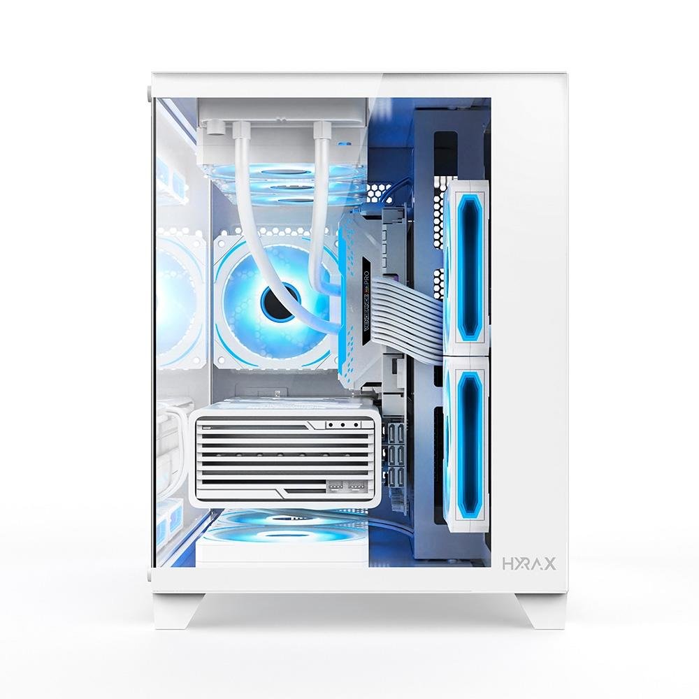 Gabinete Gamer Hyrax HGB730, Mini Tower, M-ATX, Frontal e Lateral em Vidro Temperado, Sem FANs, Branco - HGB730W Gabinete Gamer Hyrax HGB730, Mini Tower, M-ATX, Frontal e Lateral em Vidro Temperado, Sem FANs, Branco - HGB730W