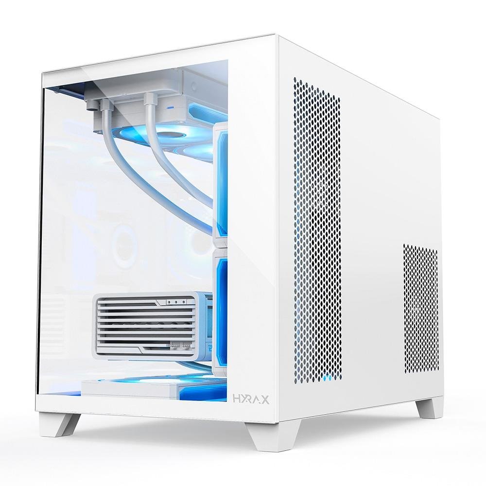 Gabinete Gamer Hyrax HGB730, Mini Tower, M-ATX, Frontal e Lateral em Vidro Temperado, Sem FANs, Branco - HGB730W Gabinete Gamer Hyrax HGB730, Mini Tower, M-ATX, Frontal e Lateral em Vidro Temperado, Sem FANs, Branco - HGB730W