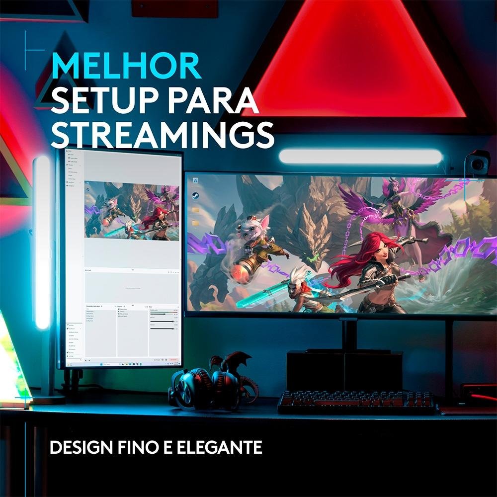 Iluminação de LED Premium para Streaming Logitech G Litra Beam com Tecnologia TrueSoft e Conexão USB Plug and Play - 946-000032 Iluminação de LED Premium para Streaming Logitech G Litra Beam com Tecnologia TrueSoft e Conexão USB Plug and Play - 946-000032