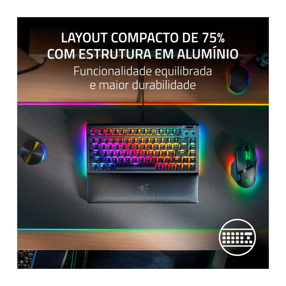 Teclado Razer BlackWidow V4 75% RGB | KaBuM!