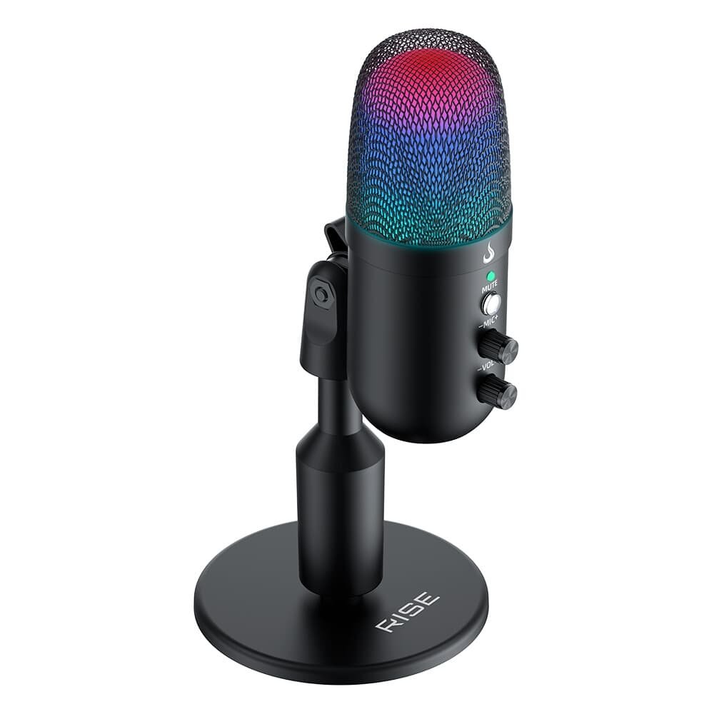 Microfone Gamer De Mesa Rise Mode Elite 04, RGB, P3, USB-C, Preto - RM-ME-04-B