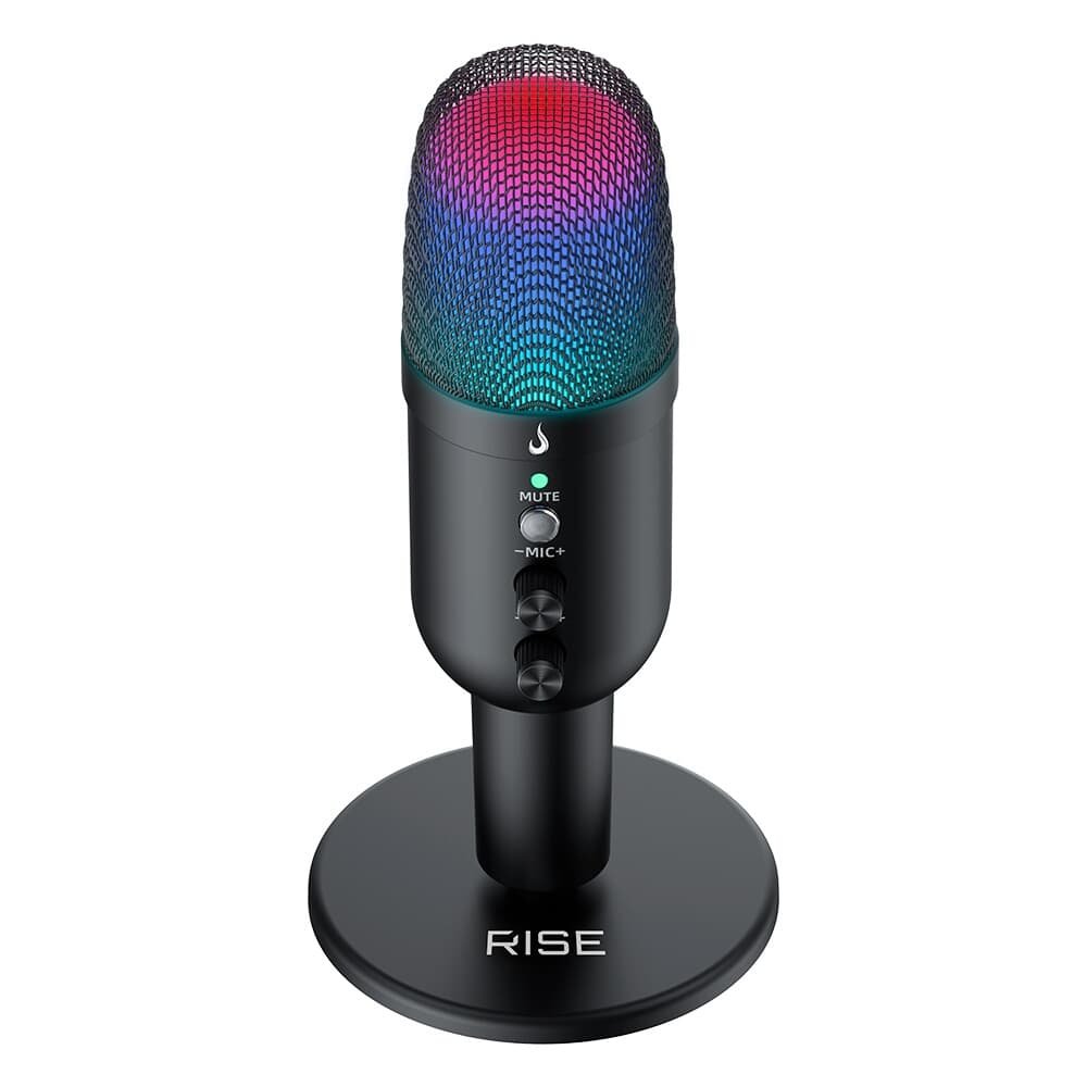 Microfone Gamer De Mesa Rise Mode Elite 04, RGB, P3, USB-C, Preto - RM-ME-04-B