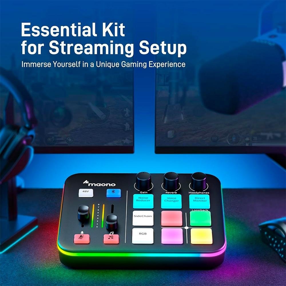 Mesa de Som Maono Caster G1 NEO, RGB, USB, Bluetooth e XLR, Preto - G1 NEO