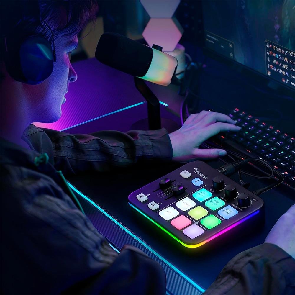 Mesa de Som Maono Caster G1 NEO, RGB, USB, Bluetooth e XLR, Preto - G1 NEO