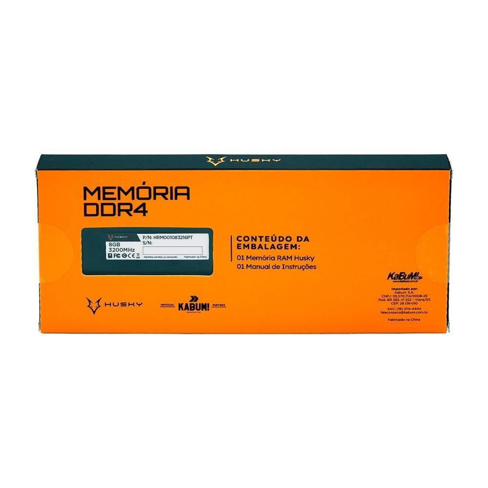 Memória RAM Husky Impulse, 8GB, 3200MHz, DDR4, CL16, Preto - HRM001083216PT
