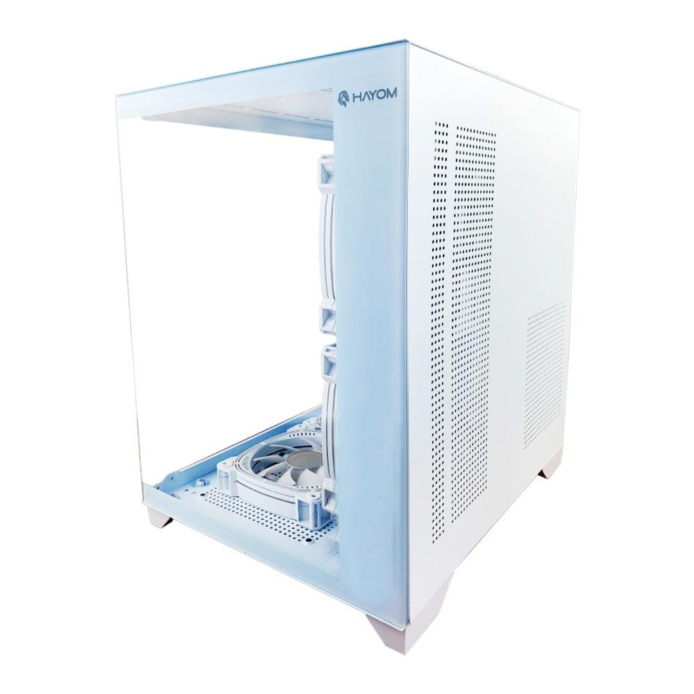 Gabinete Gamer Hayom GB1791, Mini Tower, M-ATX, Lateral e frontal em Vidro Temperado, 4x FANs, Branco - GB1791 Gabinete Gamer Hayom GB1791, Mini Tower, M-ATX, Lateral e frontal em Vidro Temperado, 4x FANs, Branco - GB1791