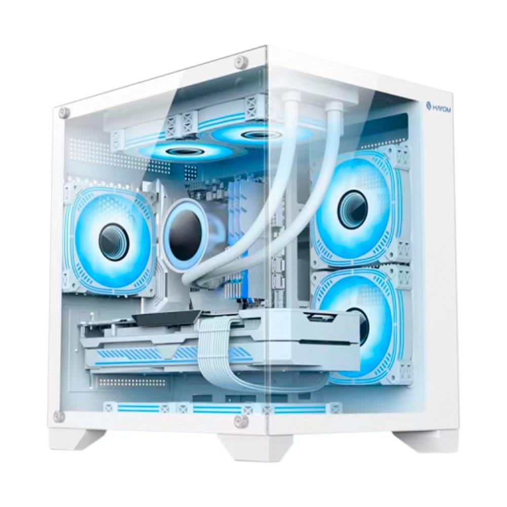 Gabinete Gamer Hayom GB1791, Mini Tower, M-ATX, Lateral e frontal em Vidro Temperado, 4x FANs, Branco - GB1791 Gabinete Gamer Hayom GB1791, Mini Tower, M-ATX, Lateral e frontal em Vidro Temperado, 4x FANs, Branco - GB1791