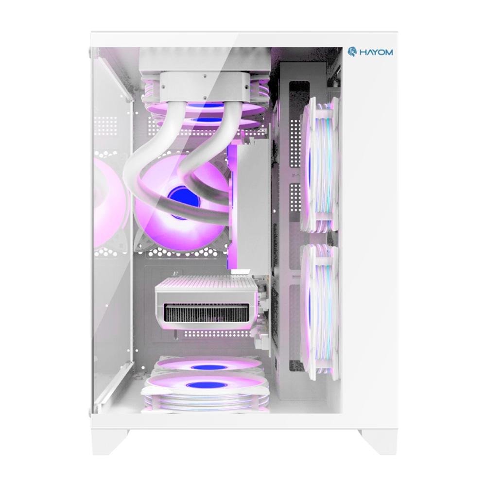 Gabinete Gamer Hayom GB1791, Mini Tower, M-ATX, Lateral e frontal em Vidro Temperado, 4x FANs, Branco - GB1791 Gabinete Gamer Hayom GB1791, Mini Tower, M-ATX, Lateral e frontal em Vidro Temperado, 4x FANs, Branco - GB1791