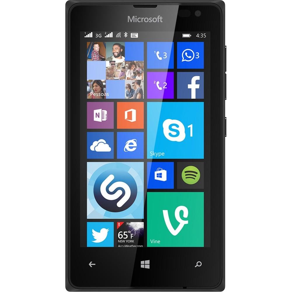 Smartphone Microsoft Lumia 435 TV, Dual Core, Windows, Tela 4´, 8GB, 2MP, 3G, Dual Chip, Desbloqueado - Preto