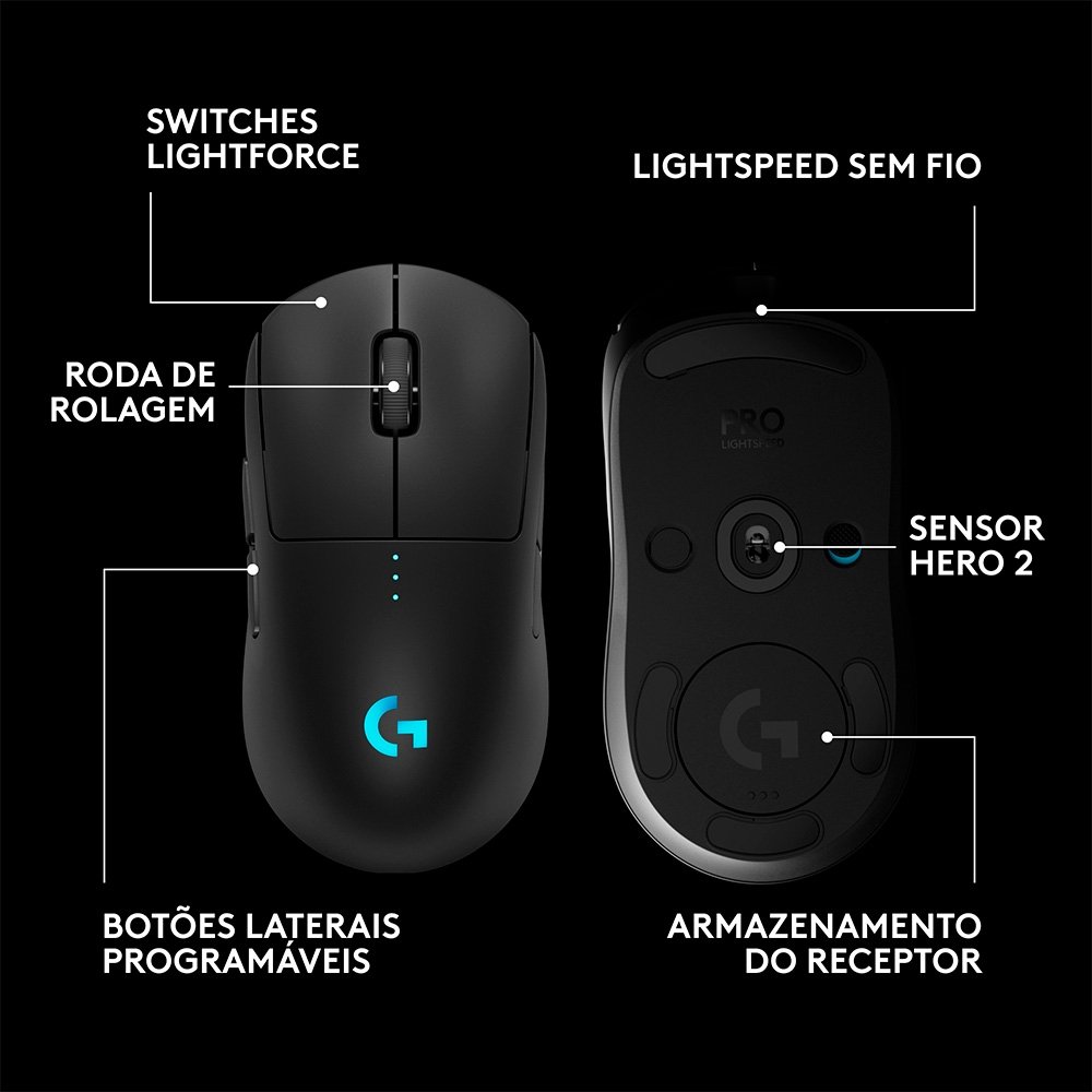 Mouse Logitech G PRO 2 Wireless Preto | KaBuM!