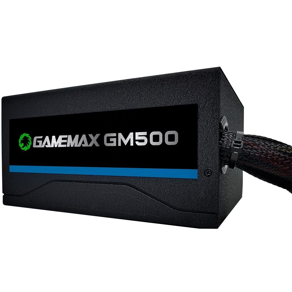 Fonte Gamemax, 500W, 80 Plus Bronze, PFC Ativo, Com Cabo, Preto - GMX GM500 Fonte Gamemax, 500W, 80 Plus Bronze, PFC Ativo, Com Cabo, Preto - GMX GM500