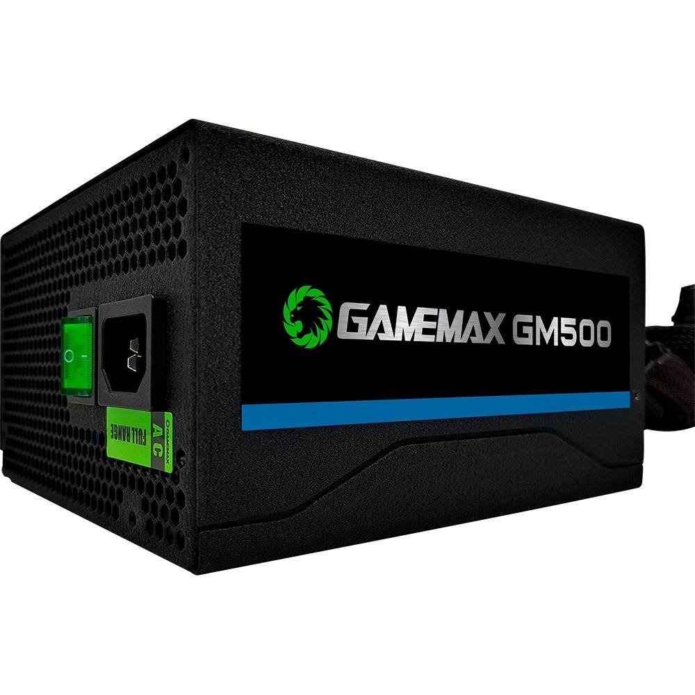 Fonte Gamemax, 500W, 80 Plus Bronze, PFC Ativo, Com Cabo, Preto - GMX GM500 Fonte Gamemax, 500W, 80 Plus Bronze, PFC Ativo, Com Cabo, Preto - GMX GM500
