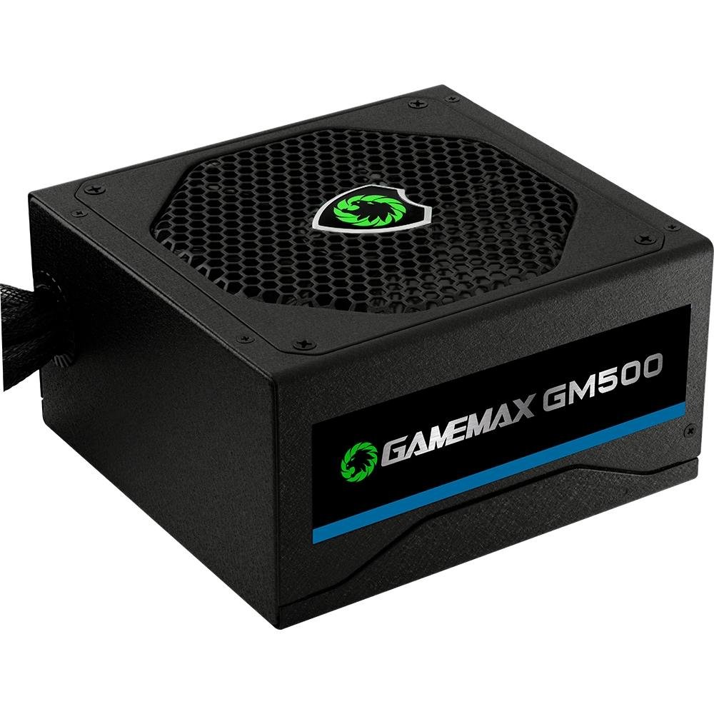 Fonte Gamemax, 500W, 80 Plus Bronze, PFC Ativo, Com Cabo, Preto - GMX GM500 Fonte Gamemax, 500W, 80 Plus Bronze, PFC Ativo, Com Cabo, Preto - GMX GM500