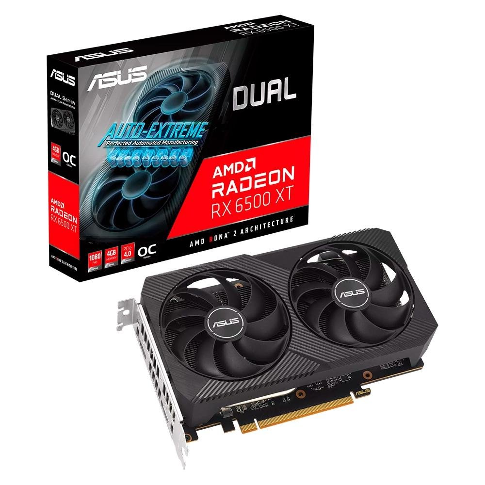 ASUS Radeon RX 6500 XT OC デュアルファン Placa de Vídeo RX 6500 XT V2 OC Edition | KaBuM!