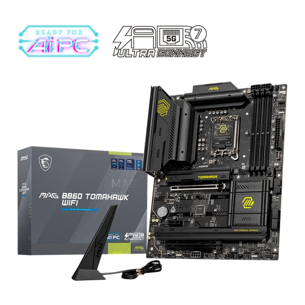 Placa Mãe MSI MAG B860 TOMAHAWK WIFI, Intel, ATX, DDR5 UDIMM, Wi-Fi 7, Preto - B860TOMAHAWKWIFI